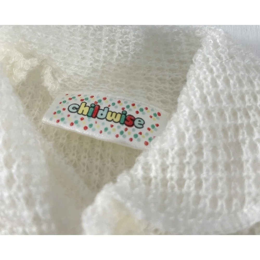 Vintage knit retro 90s childwise Button cardigan‎ sweater 0-6months Teddy Bear